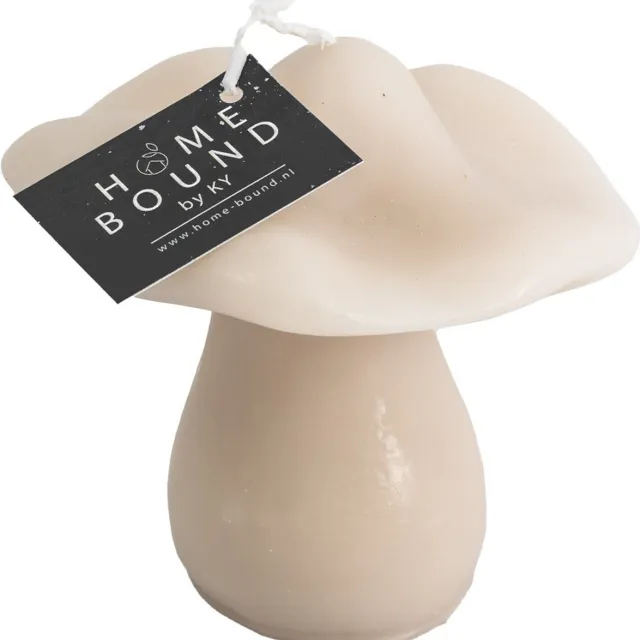 homebound by ky Kaars paddestoel beige | 9,9x10x10,8cm | figuurkaars paddestoel Zand