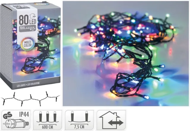 Home & Styling Kerstverlichting 80 led- 6m - multicolor - Timer - Lichtfuncties - Geheugen - Buiten