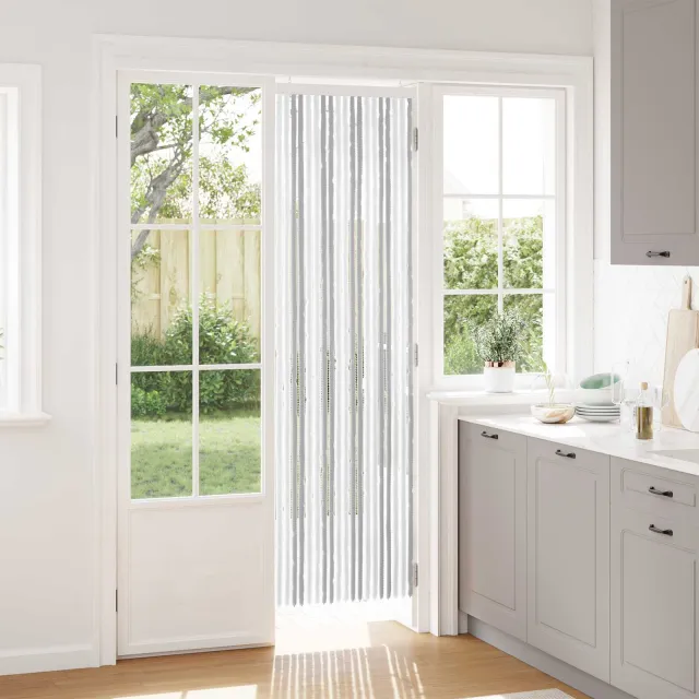 vidaXL Insecten Gordijn Chenille Lichtgrijs en wit. 56 x 200 cm