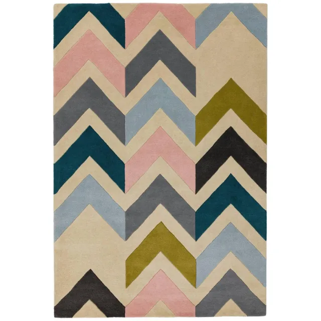 Eazy Living Easy Living - Reef-Chevron-multi Vloerkleed - 200x290 cm - Rechthoekig - Laagpolig Tapijt - Retro, Scandinavisch - Meerkleurig