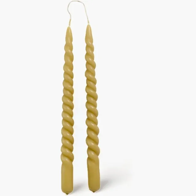 Rustik Lys Swirl - Swirl kaarsen - Sand - gedraaide kaarsen - 2.1 x 29 cm - set van 2 stuks zand