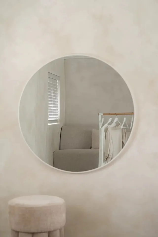 Nordic Style® Ronde spiegel 80x80cm - Mat Wit - Scandinavische Spiegels - Cirkel - Wandspiegel - Badkamerspiegel - Gangspiegel - Wand - Gang - Badkamer