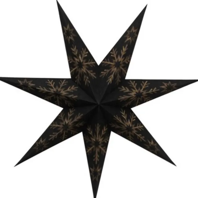 Only natural Ster papier, zwart goud, 80 cm - Fair trade
