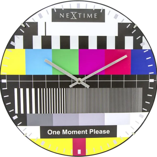 NeXtime Wandklok - 35 cm - Koepelglas - 'Testpage Dome'. Meerkleurig