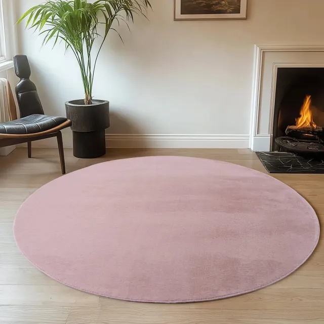 Dutch XXL Rond Wasbaar Vloerkleed | Tapijt | Joy | Uni | Rosé | 80x80 cm