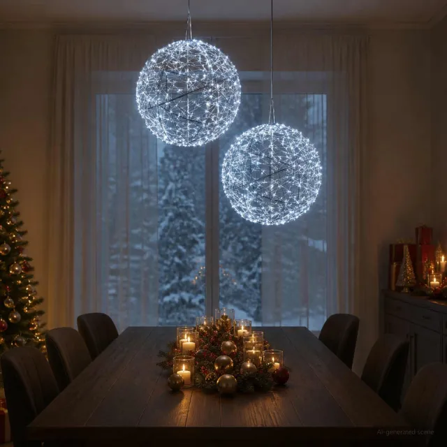 vidaXL Kerst Finial Licht 2 st 1500 LED's Koel wit Diameter 50 x 52 cm