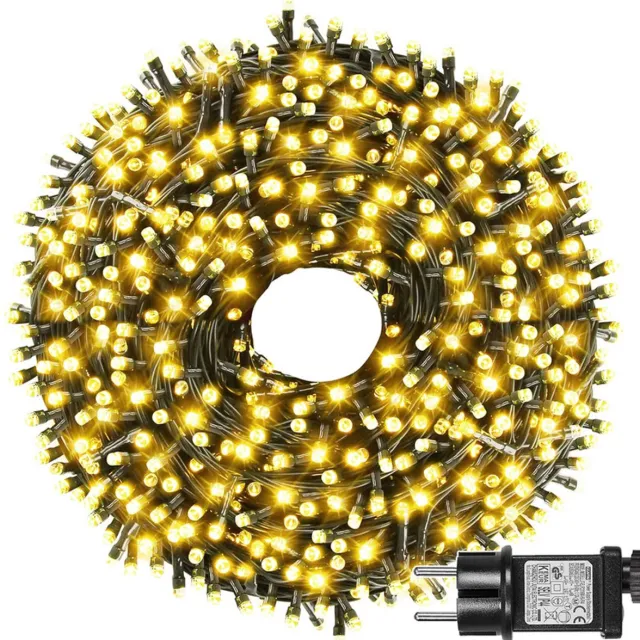 MUPOO Kerstboom Lichtslinger - 100 Meter - 500 LEDs - Kerstverlichting voor Binnen en Buiten - Warm Wit - Kerstversiering Lichtsnoer- Buitenverlichting
