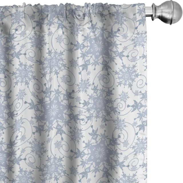ABAKUHAUS Wintergordijnen – 2-delige set 75x225 cm – microvezel, halverduisterende gordijnen, digitaal bedrukt Blauw/Grijs/Wit