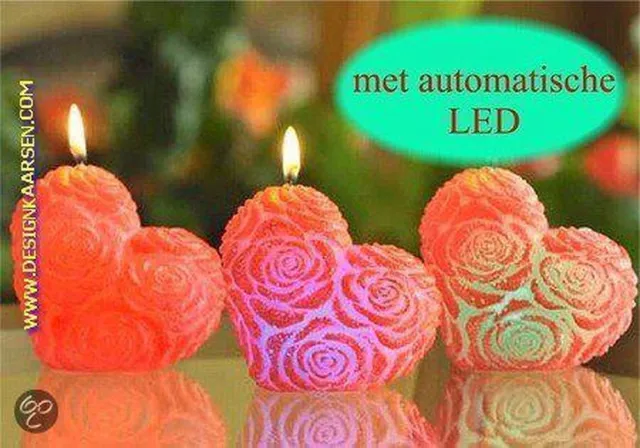 MilaNNE Hart kaars met LED, H: 10 cm, WIT