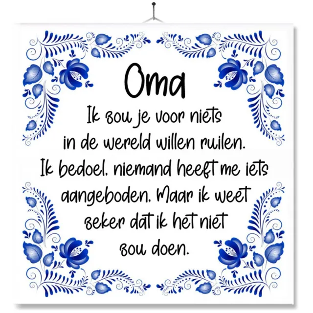 MC Living Tegel Met Opdruk | Oma | Voor Niets Willen Ruilen | Moederdag | Cadeau | Inclusief Geschenkdoos | Standaard | Ophangsysteem Multi-Color