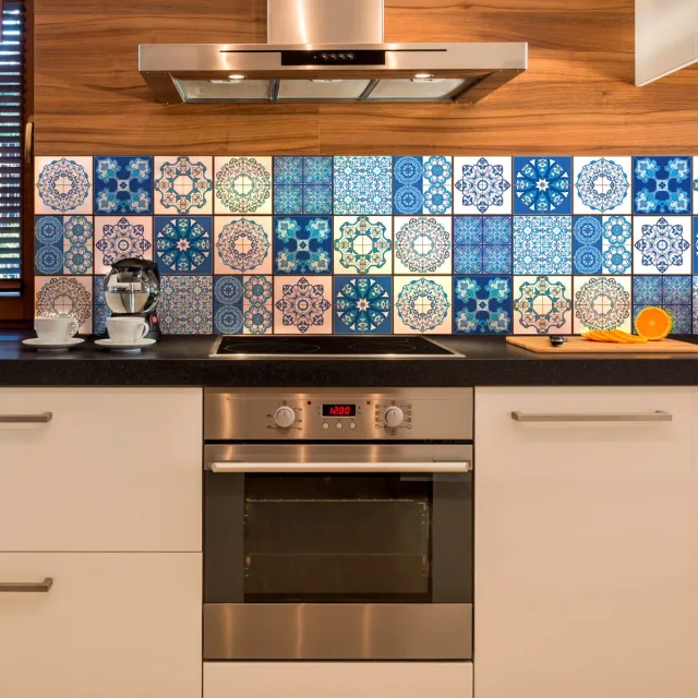 Ambiance Sticker Zelfklevende tegelmuurstickers voor keuken en badkamer - 9 Stella cementtegelstickers - 9 stickers 10x10cm Multi color