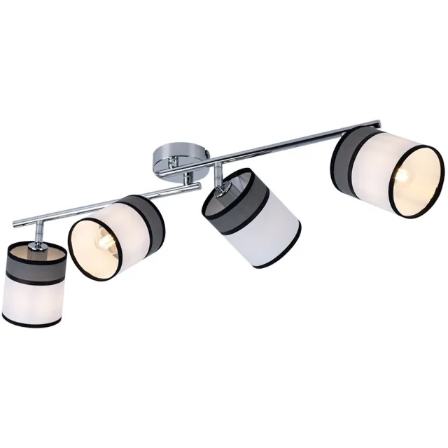 Wofi Plafondlamp 4 vlammen spot beweegbare plafondlamp woonkamer, metaal chroom grijs zwart, 4x E14 stopcontacten, LxBxH 88x10x22cm, WOFI 11645 Wit