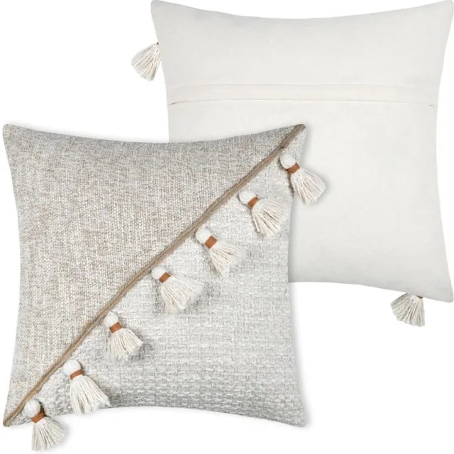 Stof Sierkussen - Decoratieve kussen ZIANA boho met franjes, 45 x 45 cm Beige