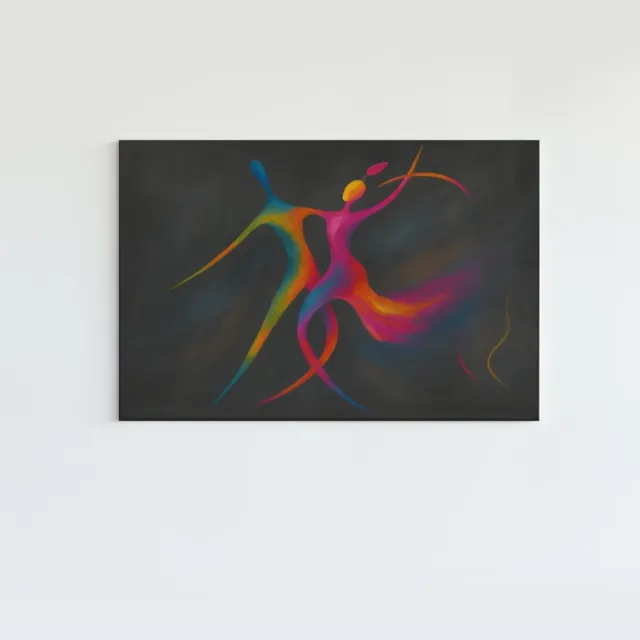 Trendex Global Canvas Schilderij - Abstract - Dans van Kleuren - 90x60x2 cm Kleurrijk