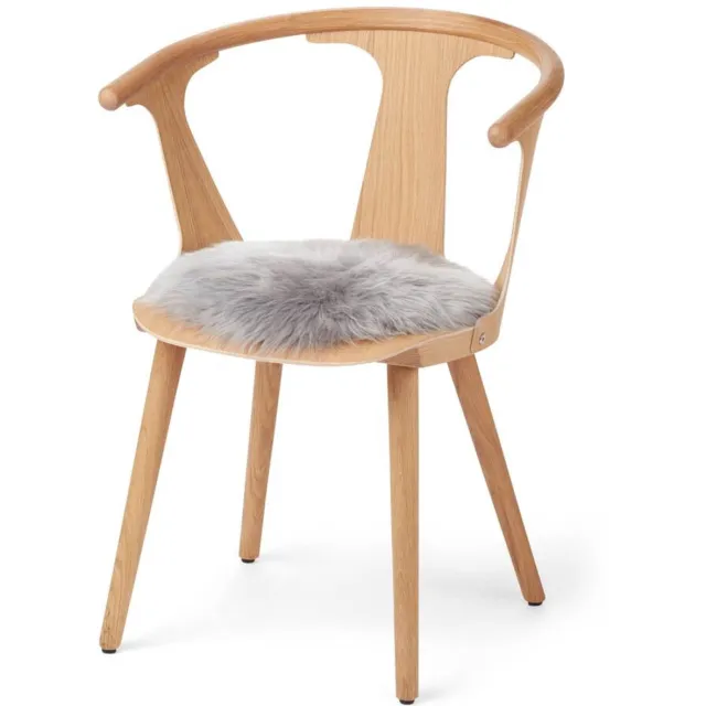 Sheepskin House Stoel Cover Premium - Langharig - Nieuw Zeeland - D34cm lichtgrijs