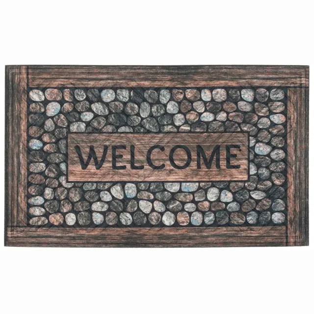 Lima Deurmat 45x75 cm Welcome Stenen - Antislip Rubber Multicolor
