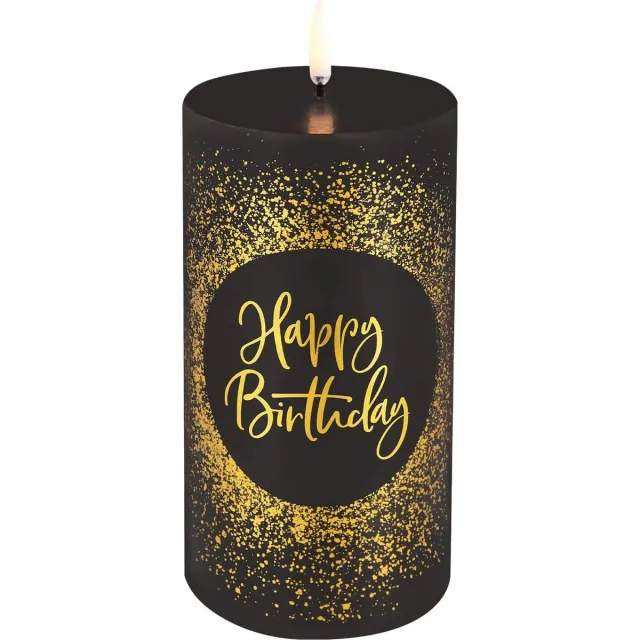 b-home-interieur.be Uyuni Happy Birthday LED Stompkaars Zwart/Goud – 7,8 × 15 cm Zwart Goud