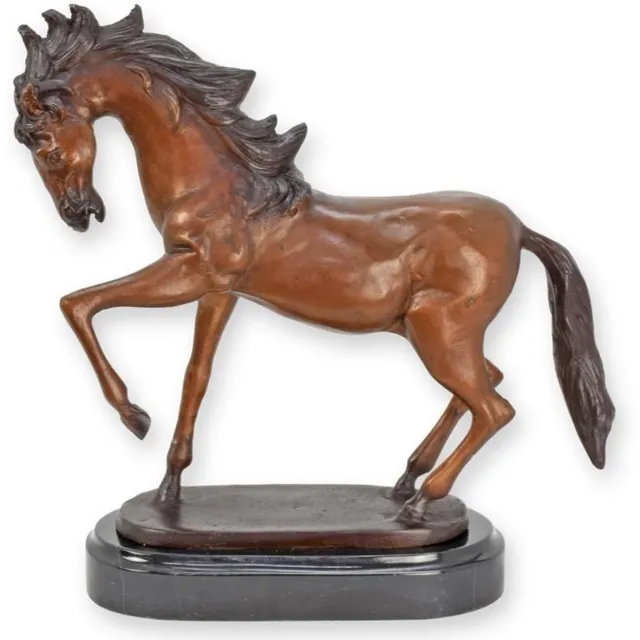 Baakman Bronzen beeld - Paard - marmeren basis - 37 cm hoog bruin