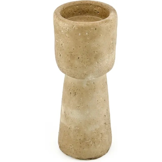 homebound by ky Aardewerk kaarsenstandaard beige | beige kandelaar | 6x6x15cm | kaarsenstandaard