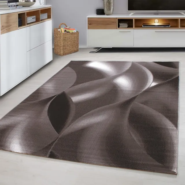 Tapijtenmagazijn Plus Vloerkleed – Bruin – Golvend 3D Design – Laagpolig