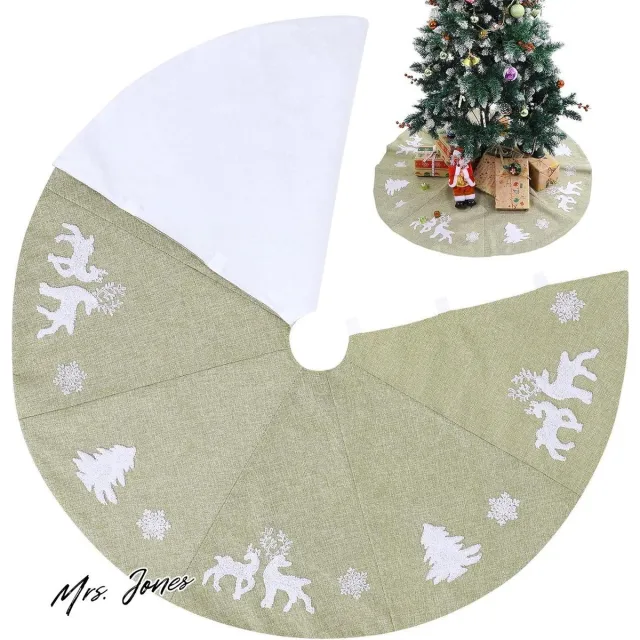 Mrs. Jones Kerstboomdeken - jute linnen - kerstboom rok - dennenboomdeken - kerstdecoratie . multi-color