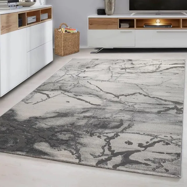 flycarpets Alba Modern Vloerkleed - Grijs - Marmer Design