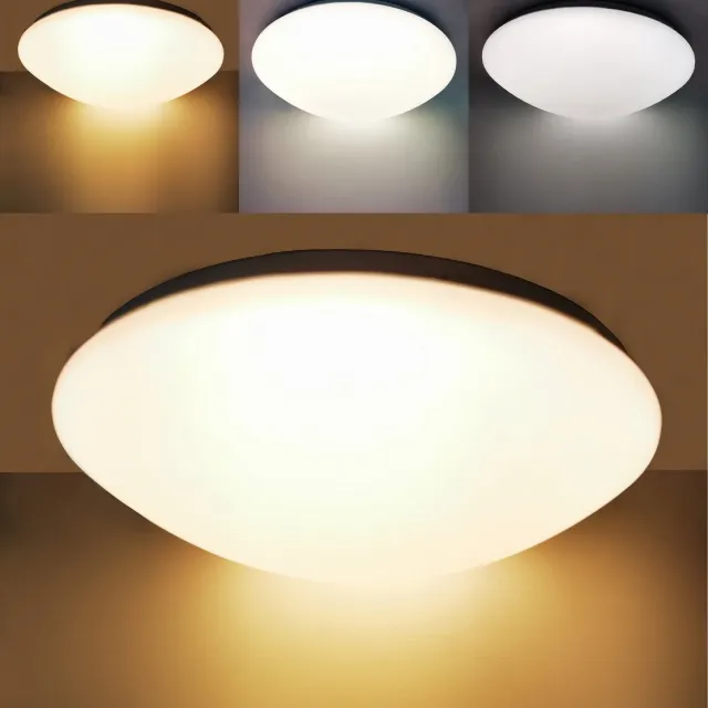 Trango IP44 LED Badkamerlamp 3105 in Wit Acryl met CCT Kleurtemperatuurregeling 3000K I 4000K I 6000K (via AAN/UIT lichtschakelaar) *NOAH* incl. 1x 20 Watt LED module plafondlamp, buiten wandlamp Ø43cm Weiß