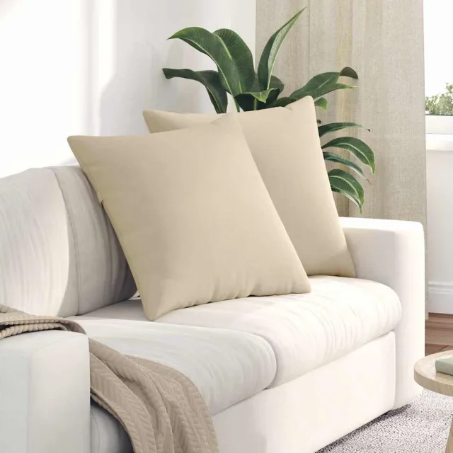 vidaXL Sofa Kussens 2 st Microvezel Stof Crèmekleurig 60 x 60 cm