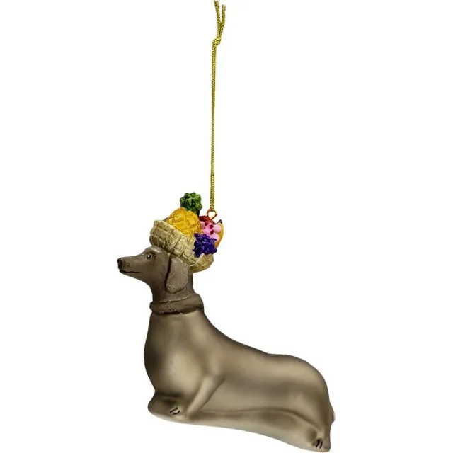 Clayre & Eef Kersthanger Hond 11x4x10 cm Grijs Glas Kerstbal