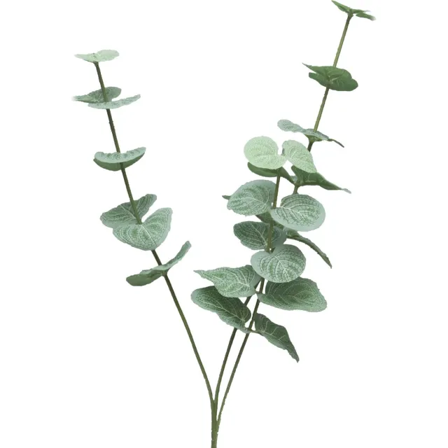 Bellatio Design Kunstplant takken Eucalyptus Cinera - 38 cm - 3 takken - kunst bladgroen - decoratief - zijdebloemen