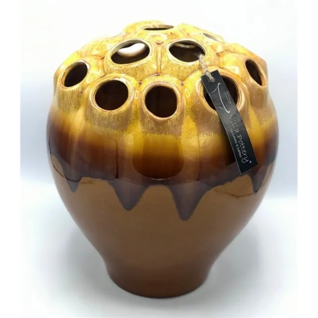 Villa Pottery Cognac gele vaas Coral 28 x 28 x33 geel