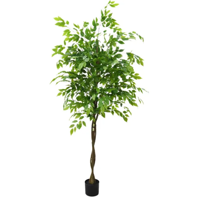 Happiq Kunstmatige Ficus Boom 180 cm - Grote Kunstplant met Pot - Voor Woonkamer, Foyer & Kantoor Groen