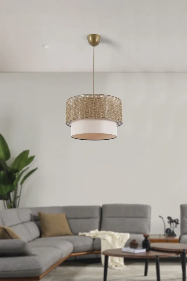 Opviq Asir - Kroonluchter - Beige, Crème - METALEN BEHUIZING - 35 x 35 x 25 cm