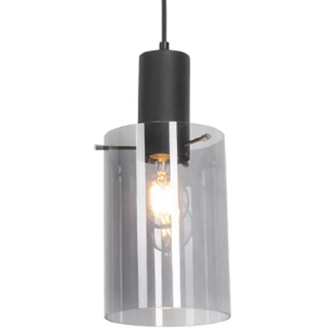 QAZQA vidra - Moderne Hanglamp - 1 lichts - Ø 140 mm - Zwart - Woonkamer | Slaapkamer | Keuken