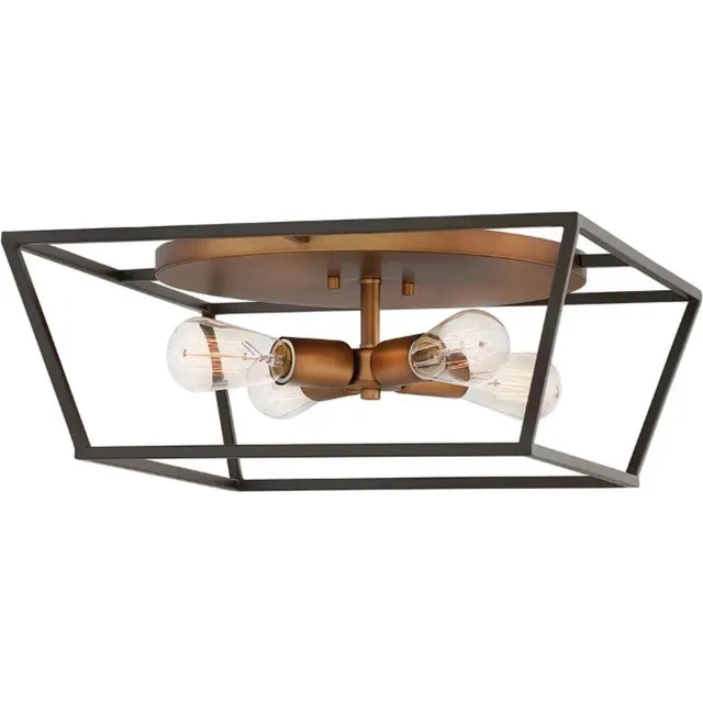 Hinkley LED Plafondlamp Fulton | 4X E27 Max 60W | Dimbaar | Bronze and Brass Geen