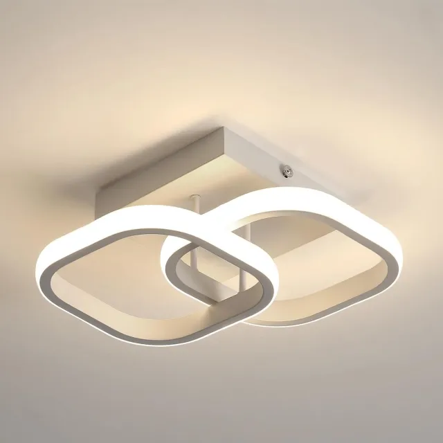 Haobosic plafondlamp - 24cm - Klein - LED - 19 W - vierkant - 2100 lm - 4500 K - neutraal licht - lampen voor hal, balkon, keuken, wit