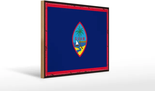 Femer Holzschild Flagge Guams 40x30cm Retro Flag of Guam Bruin