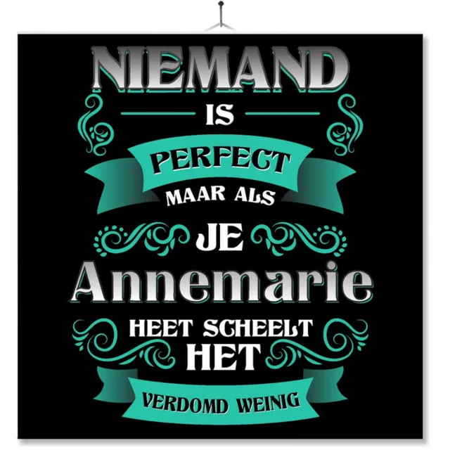 MC Living Tegel Met Opdruk | Kado | Cadeau | Niemand Is Perfect Maar Als Je Annemarie Heet Scheelt Het Verdomd Weinig Multi-Color