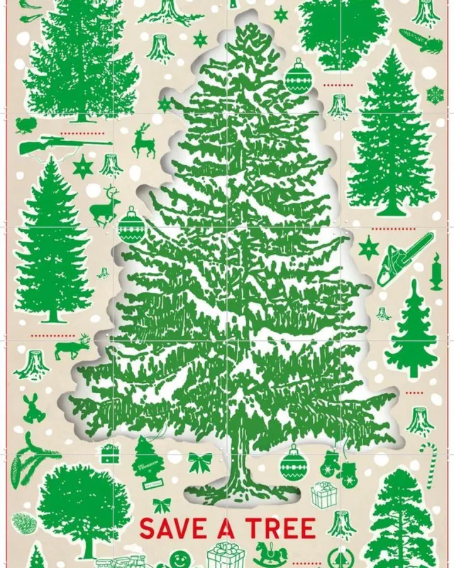 IXXI Save a Tree II, Studio Boot - 80 x 100 cm - Grote wanddecoratie en posters - Illustraties, Speels, Vintage, Grafisch Ontwerp, Kleurrijk Groen
