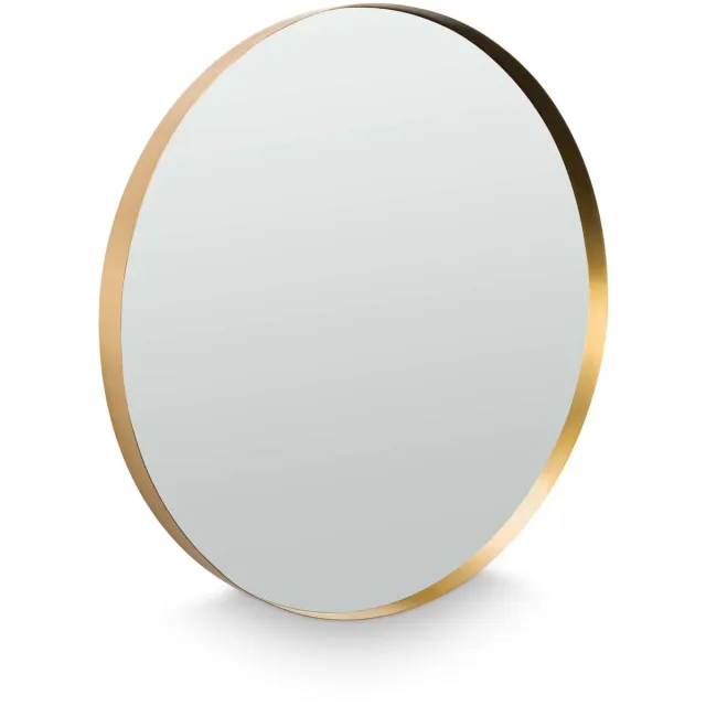 vtwonen Ronde Spiegel - Wandspiegel Rond met Metalen Rand - Minimalistische Design Badkamerspiegel - Organische Wanddecoratie - 60x60CM - Goud