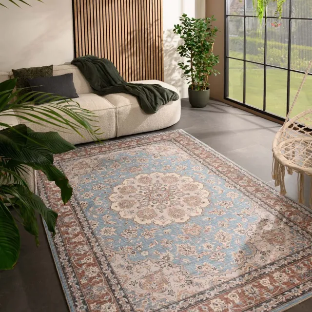 Heritaged Vintage buitenkleed - Valenca Nova lichtblauw/beige 120x160