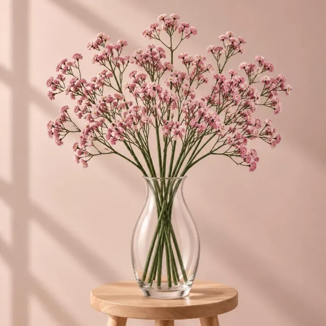 CHAKS Kunstbloem Gipskruid - 6x - 60 cm - roze - tak - kunst bloem - Gypsophila