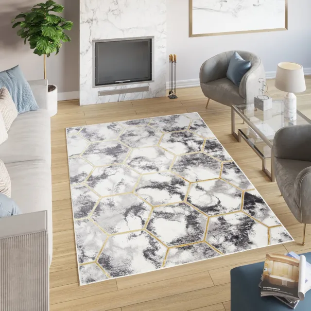 Tapiso Shine Vloerkleed Tapijt Grijs Abstract Modern Maat- 80x150 Beige Grijs