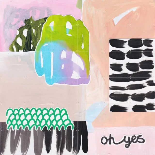 IXXI Playful Agree, Henriette Visscher - 120 x 120 cm - Grote wanddecoratie en posters - Kleurrijk, Gemengde Technieken, Speels, Abstract Roze / Groen / Zwart