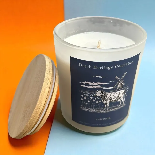 Dutch Heritage Cosmetics Tallow & Beeswax Kaars - Natuurlijk Tallow & Bijenwas - Geurloos - 50 Branduren Blauw