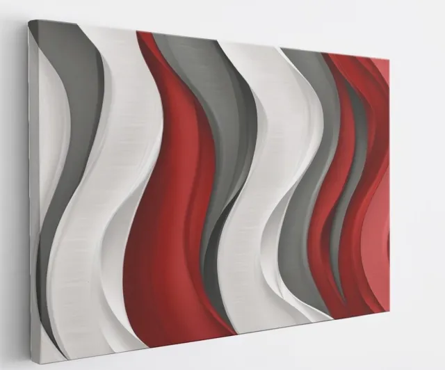 Saammp Canvas Schilderij - Rood wit patroon - Abstract - 70x50 - Foto op canvas - Wanddecoratie - Muurdecoratie Woonkamer - Slaapkamer decoratie - Canvas Print Multicolor