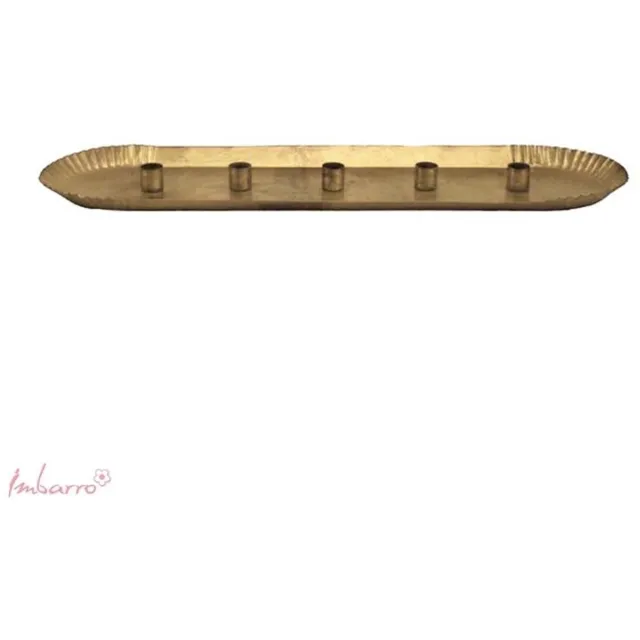 Imbarro Kaarsenhouder - Metaal - Robuust Goudkleuring - 60x16.5cm - voor 5 kaarsen