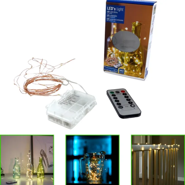 LED's Light Mini flesverlichting – 5 meter – Warm wit 3000K – 50 LED’s – Dimbaar – 8 standen – Afstandsbediening – IP67 – Voor binnen en buiten