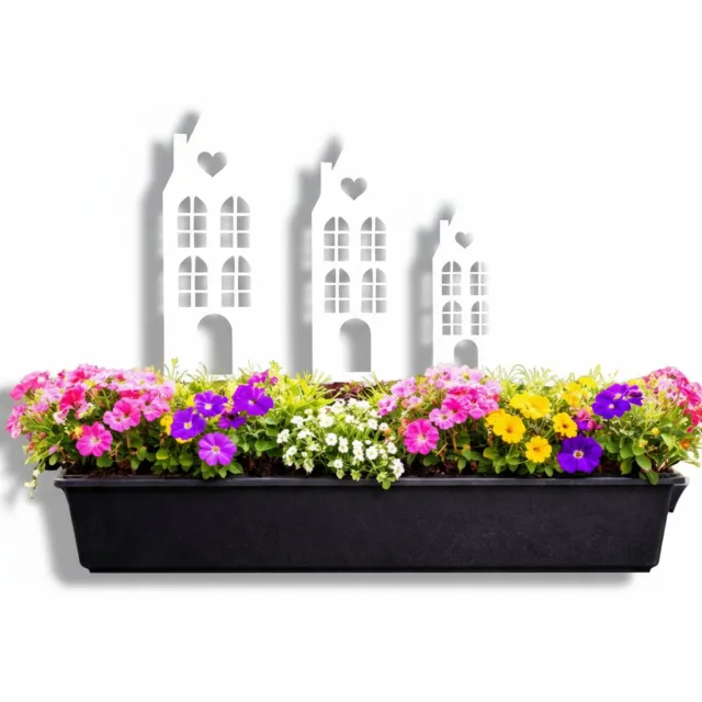 Anwicar Tuin Decoratie Buiten Wit 40x15x1,5 cm - Tuinhuis Decorat - Tuinversiering - Metaal Tuindecoratie