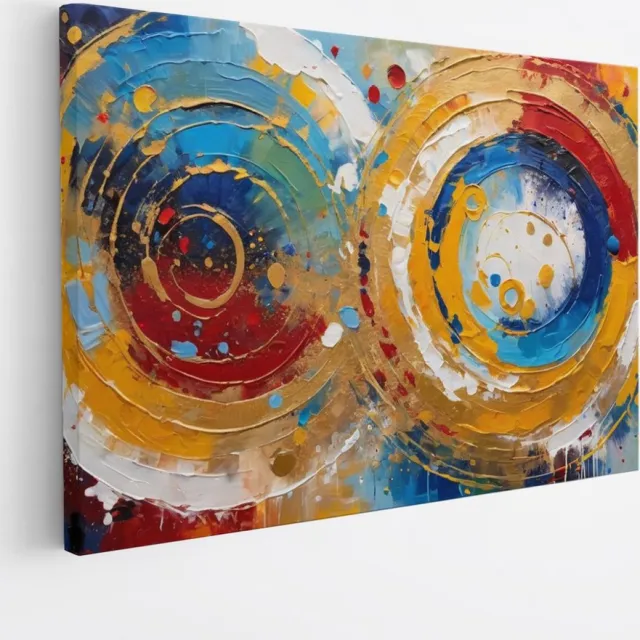 Saammp Canvas Schilderij - Abstract - Kleurrijk - Vormen - 40x30 - Foto op canvas - Wanddecoratie - muurdecoratie Woonkamer - Slaapkamer decoratie - Canvas Print Multicolor
